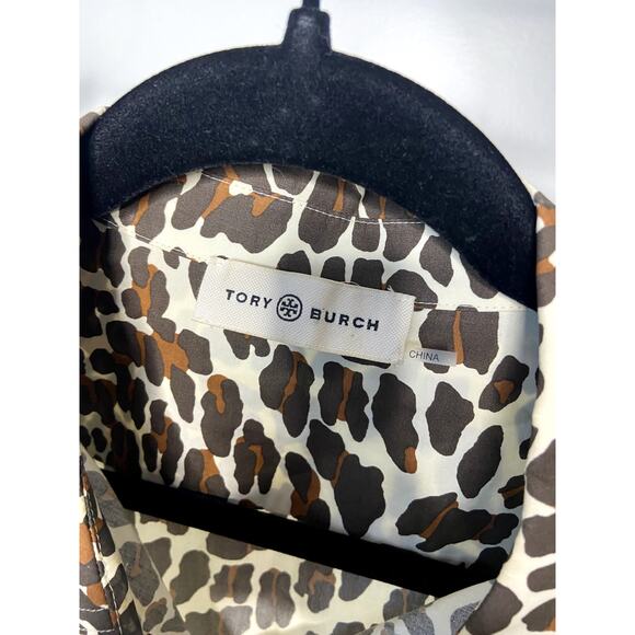 Tory Burch Reva Leopard-Print Cotton-Poplin Shirt size 14 - Picture 3 of 6